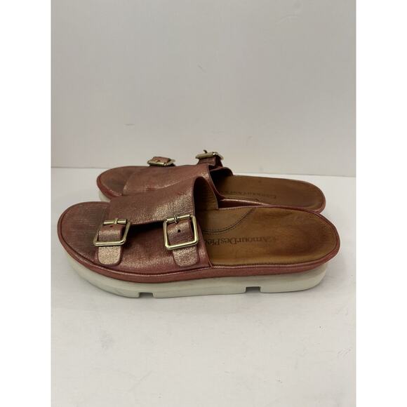 L’AmourDesPieds Viareggio Claret Athena Leather Slide Sandals Sparkly Pink Sz6.5 - Picture 4 of 9